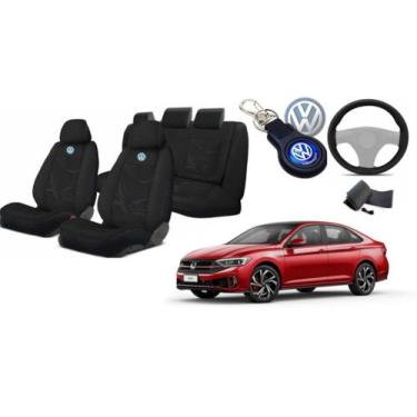 Imagem de Kit Premium: Capas para Bancos Jetta 2020-2023 + Volante e Chaveiro VW