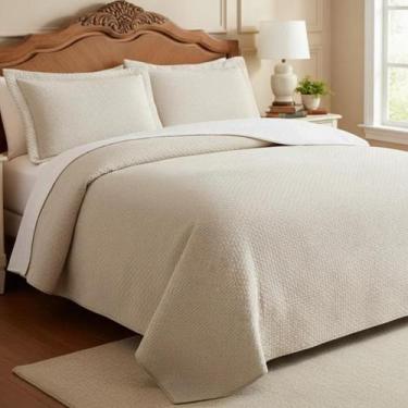 Imagem de Cobre Leito Queen Size Algodão Lauryn Bordado Super Luxuoso - De Luca 