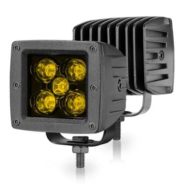 Imagem de Cubos de LED âmbar, módulos de LED Niwaker 7,62 cm 100W LED amarelo faróis de neblina Spot Off Road Driving Lights Square LED Work Light impermeável Luzes LED para caminhão ATV UTV Marine Boat Front Bumper