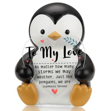 Imagem de Placa de estatueta de pinguim To My Love, placa inspiradora de mesa para alma gêmea, presente romântico para namorada, namorado, marido, esposa, aniversário, dia dos namorados, decoração de lembrança