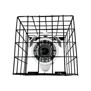 Imagem de Grade para Cameras de Monitoramento - Gaiola Protetora em aço - Preta