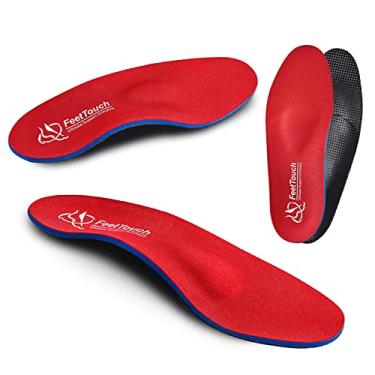 Imagem de FeetTouch Órteses de suporte de arco forte para metatarsalgia neuroma de Morton, inserções para alívio da dor nos pés, fascite plantar pés planos com almofada de calcanhar Poron, Vermelho, Men13-13.5/Women15-15.5