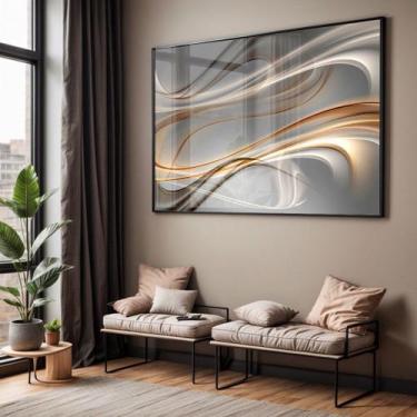 Imagem de Quadro com Moldura e Acrilico Cristal Vidro Sala Quarto Abstrato Arte 