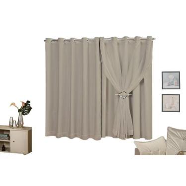 Imagem de Cortina  com Voil Corta Luz Ilhós cromado 5,00x1,40 - Empório Luz, Ave