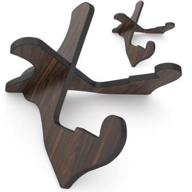 Imagem de Suporte de guitarra LALAOKS de madeira portátil dobrável para 2 pares