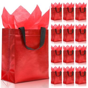 Imagem de Bolsa de Regalo KeerxunBag Reutilizable con Papel Seda 10x10x20cm Roja