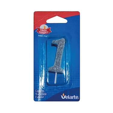 Imagem de Vela De Aniversário Numero C/Gliter Prateado 1