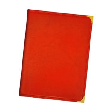 Imagem de oshhni Capa de Cardápio de Restaurante 6 Vistas Manga Transparente Comercial Tamanho A4 Pasta de Cardápios Livro de Cardápios para Hotel Bar Festa Café, Vermelho