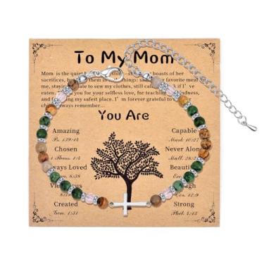 Imagem de met-edianger Pulseira de cruz com cartão para mulheres, pulseira de fé, religiosa, cristã, batismo, Páscoa, presente de Natal para amante, mãe, filha, irmã, amiga, Adjustable, Sem Pedra Preciosa