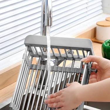 Imagem de Generic Sobre o Escorredor da Pia, Sobre o Escorredor da Pia, Aço Inoxidável Multifuncional de Alta Dureza para Frutas (Cinza)