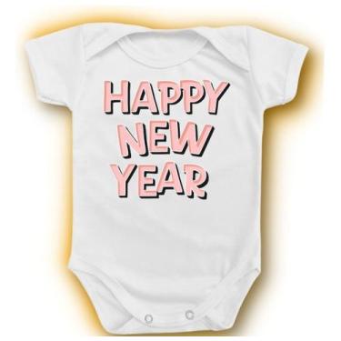 Imagem de Body Para Bebê Ano Novo Happy Year Rosa Azul Menina Menino - Borizinho