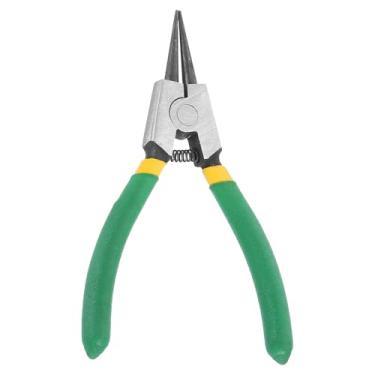 Imagem de Generic Alicate de anel de pressão de 12,7 cm com ponta de mandíbula dobrada de 0,2 cm para alicate de retenção de remoção de anel, verde grama/amarelo