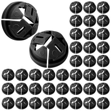 Imagem de 50 peças de conectores push-in, tamanho comercial de 3/20.3 cm, conector push in não metálico, caixa elétrica, inserções de fio, botão push-in NM grampos conector para nocautes de 1/2 polegada (preto)