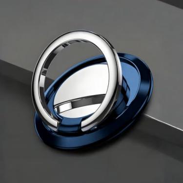 Imagem de 1 peça suporte de anel magnético giratório de 360 graus: universalmente compatível com suportes de carro e almofadas traseiras de telefone (azul)