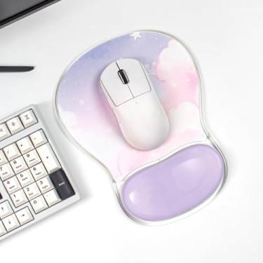 Imagem de Mouse pad com descanso de pulso em gel, suporte ergonômico de pulso para laptop, mouse para alívio da dor para escritório ou jogos (nuvem roxa)