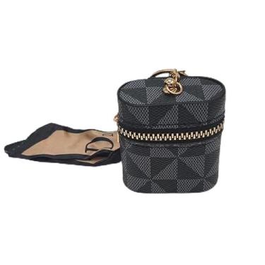 Imagem de Mini bolsa estilo balde vintage europeu e americano com pingente simples, envelope de batom, capa de fone de ouvido vintage, Triângulo preto, Estilo retrô