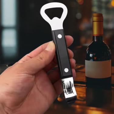 Imagem de Abridor de lata de extremidade dupla de aço inoxidável e abridor de latas com cabo de madeira para uso na cozinha para cozinheiros domésticos e chefs