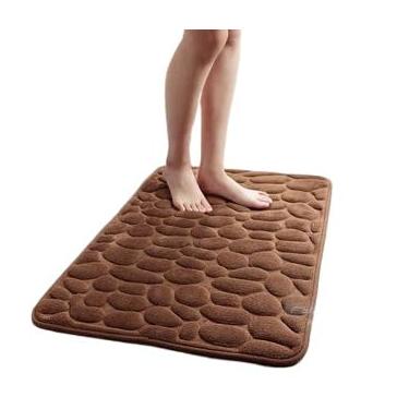 Imagem de Kit 2 Tapete Banheiro, Toalha de Piso Banheiro, Antiderrapante Soft Macio Luxo 60x40cm, Elegante e Esteticamente AgradáVel tapete banheiro(PARALELEPIPED MARROM)