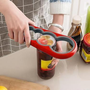 Imagem de Abridor de latas multifuncional, kit de abridor com alça de silicone