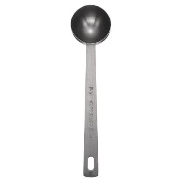 Imagem de Generic Colher de medição única 1 colher de sopa (3 colheres de chá, 15 ml) colher de chá/colher de sopa de aço inoxidável 304 única tigela quadrada pequena colher de medição de cabo longo, preto