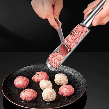 Imagem de Conjunto de máquina de almôndegas de aço inoxidável, ferramenta antiaderente para fazer bolas de carne, ferramenta de cozinha para almôndegas perfeitamente moldadas, massa e bolas de arroz sorbet