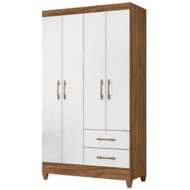 Imagem de Guarda Roupa Solteiro Chile 4p 103 Cm Naturale Branco Moval - MOVAL MO