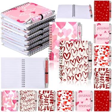 Imagem de Resurhang 12 conjuntos de cadernos de dia dos namorados, presentes de volta às aulas, 14 x 10 cm, espiral, dia dos namorados, canetas esferográficas para treinadores, presentes de treinador, jogadores