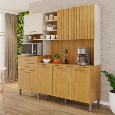 Imagem de Cozinha Compacta 7 Portas 2 Gavetas Lagos Cinamomo - Off White Acetinado