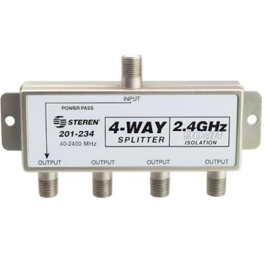 Imagem de STEREN Divisor coaxial de 4 vias 2,4 GHz 90 dB 1 porta de passagem DC Passing On One Port F-Pin [201-234]