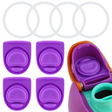 Imagem de 4 conjuntos de rolha e anel de substituição compatíveis com Owala FreeSip 680.4 g 947.2 g, tampa de vedação superior de garrafa de água para Owala 16/19/24/32/1,134 g tampa de boca de garrafa de