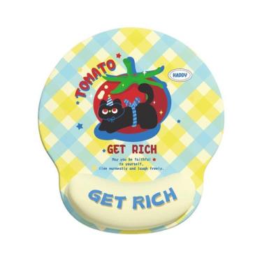 Imagem de Mouse pad de suporte de pulso Cute Black Cat Tomato Get Rich - yiweisa