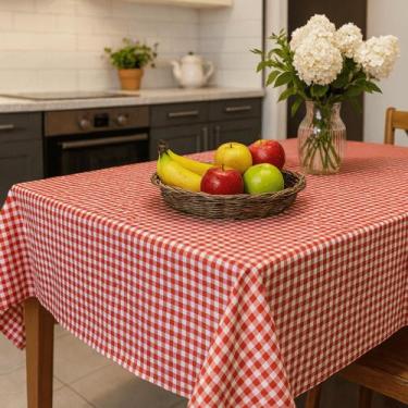 Imagem de Toalha de mesa retangular 6 lugares xadrez 2,20x1,40 estampado - FLOR 