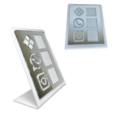 Imagem de Placa De Acrilico Pix Com 3 Qr Code Branco E Prata Zap