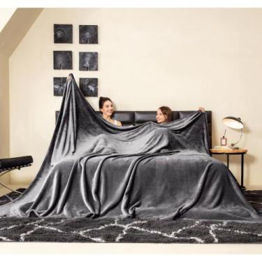 Imagem de Cobertor COOVA Oversized King Fleece 305x305 cm cinza escuro