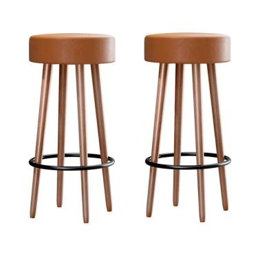 Imagem de Kit 2 Banquetas Berlin 70cm Couríssimo Amarula - Salaone Amarula