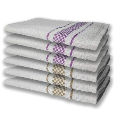 Imagem de 6 Panos De Prato Atoalhado Felpudo Premium Roxo+Marrom
