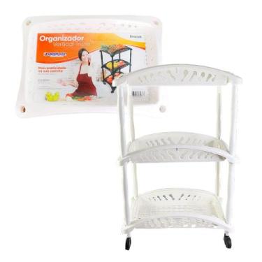Imagem de Organizador Vertical Triplo Fruteira Branco 3 Andares - ARQPLAST