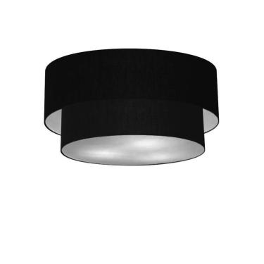Imagem de Plafon Duplo Cilíndrico Vivare Md-3062 Cúpula Em Tecido 45x40cm - Bivolt Preto 127/220v