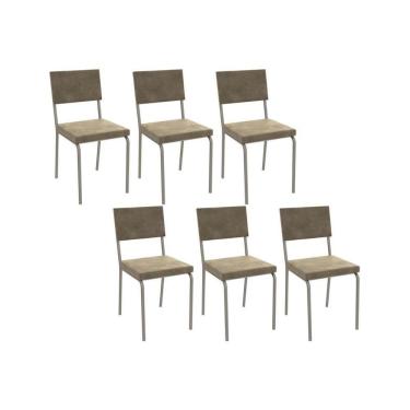 Imagem de Cadeira Sala De Jantar Zaria 2c128 Kit 6 Un Niquel-bege A036 Suede Suede - Kappesberg