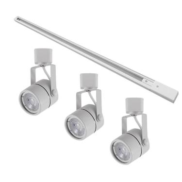 Imagem de Kit Trilho Eletrificado 1m + 3 Spots Mr16 Gu10 - Nordecor Branco
