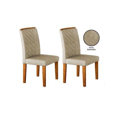 Imagem de Kit 2 Cadeiras Sala Jantar Jade 2 Un Madeira Capuccino-linho Bege Turim - Rufato