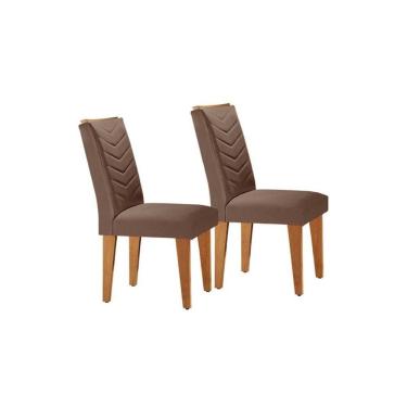 Imagem de Kit 2 Cadeiras Londrina Imbuia Veludo Capuccino