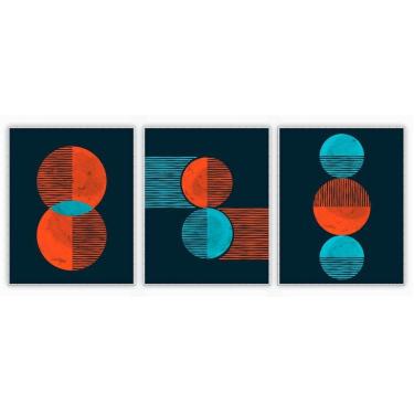 Imagem de Kit Com 3 Quadros Decorativos Abstratos Com Moldura Para Sala Quarto Escritório 82x102 Abstrato 016