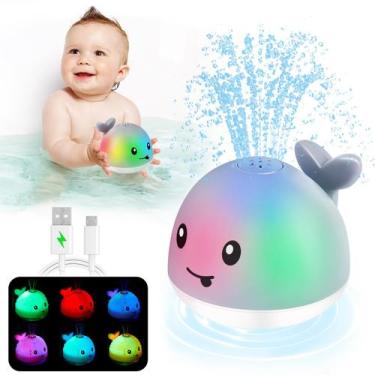 Imagem de Brinquedo de banho para bebês ANGGIKO Light Up Whale Sprinkler 1-3 ano