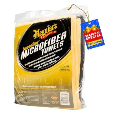 Imagem de Meguiar's Supreme Shine Toalhas de microfibra para carros, conjunto de toalhas de microfibra de carro ultra-pelúcia para remover rapidamente o produto sem deixar redemoinhos na tinta, vidro, plástico