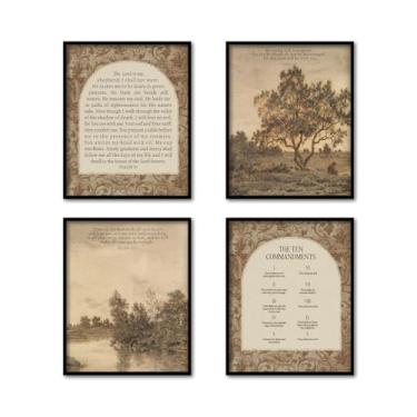 Imagem de TFKFJLF Pôster de arte de parede da Bíblia cristã, impressões de arte da natureza vintage para cristãos, decoração de arte de parede de escritura para sala de oração, sala de estar, quarto, escritório