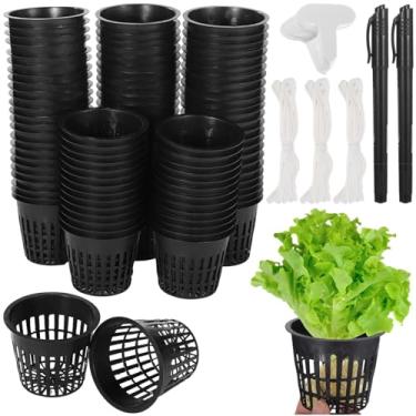 Imagem de 100 cestas de plantio hidropônicas, vasos de plástico com orifícios de drenagem, perfeitos para plantas de lírio, leves e empilháveis para melhorar o crescimento