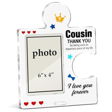 Imagem de Porta-retratos de presentes de primo, presentes de melhor primo para homens, meninos, aniversário, Natal, Dia dos Namorados, casamento, quebra-cabeça, acrílico, para exibição de mesa, molduras para