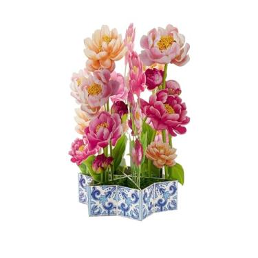 Imagem de TaNoTool Cartão de felicitações pop-up 3D com flor de peônia, buquê de papel, presente para aniversário, Natal, Ano Novo, para namorada, esposa, mãe, avó, casais, mulheres