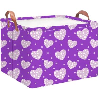 Imagem de NTAOHAMPER Cesta de armazenamento retangular vazia, caixa de armazenamento com alças, decoração de quarto, cesta de presente, caixa de livro (Purple Love)